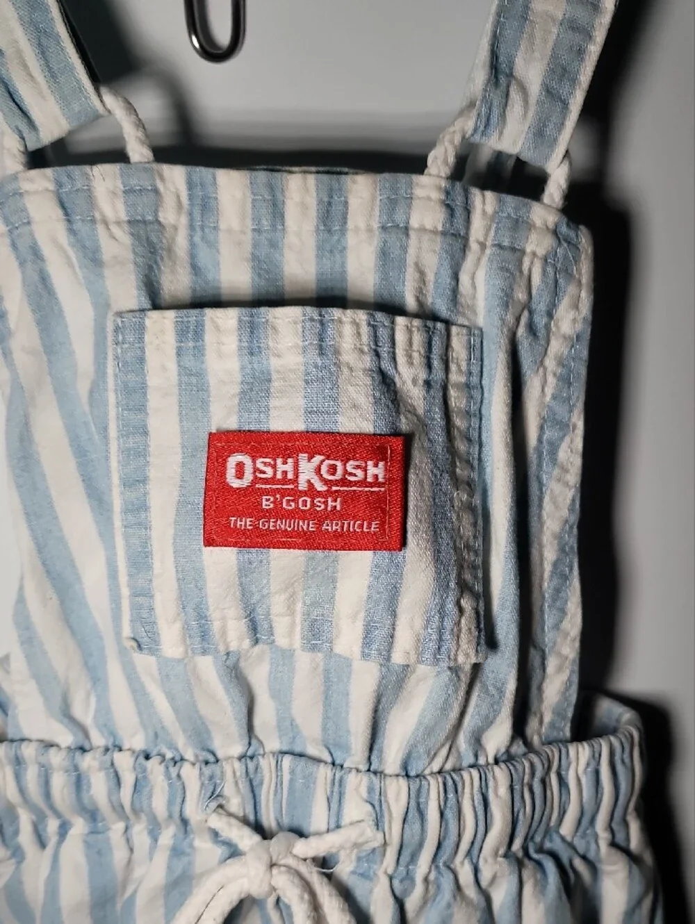 OshKosh B'gosh Blue and White Striped Kids Short Overalls